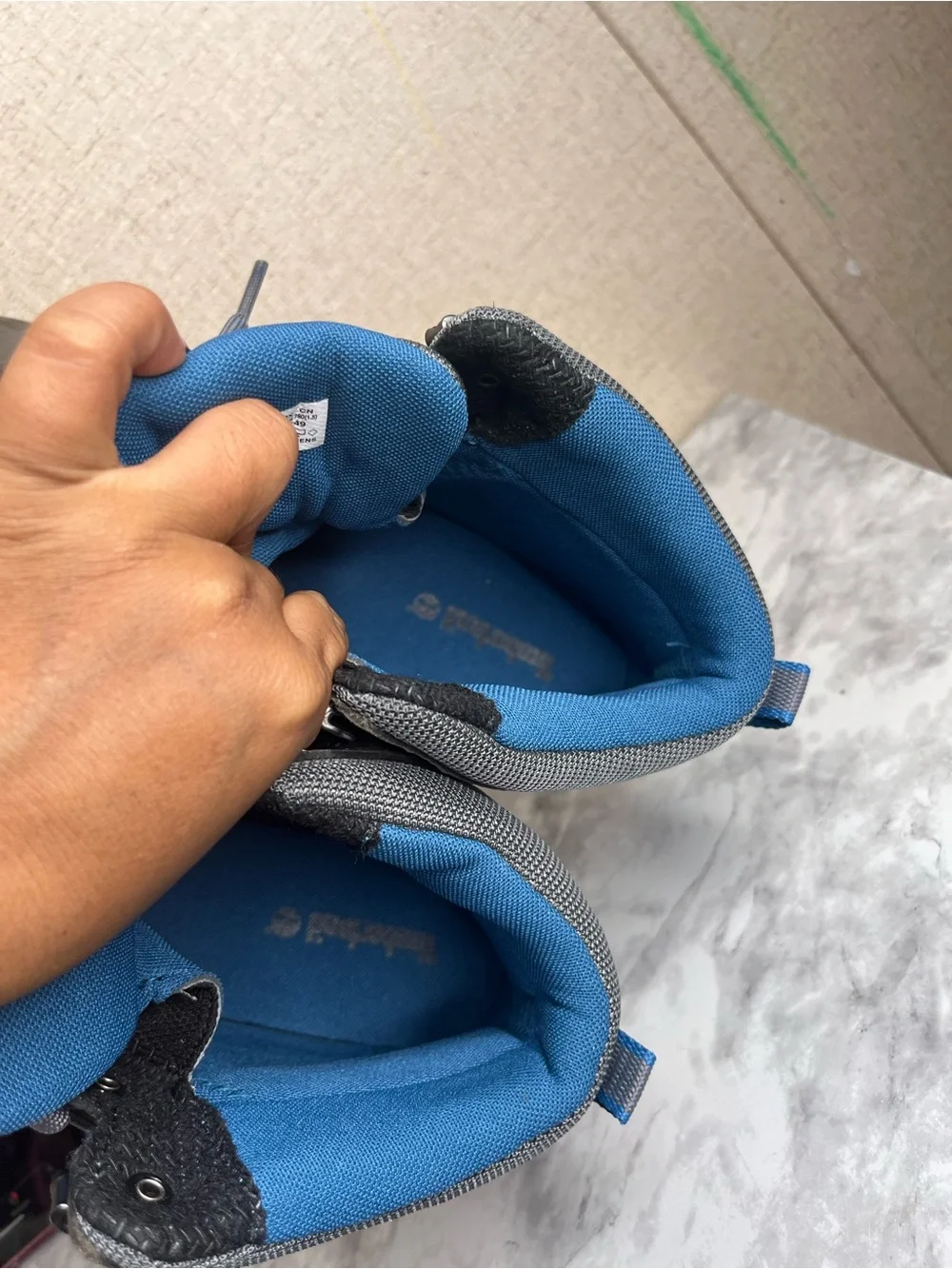 Timberland Gray and Blue Waterproof Hiking-Style Winter Boots